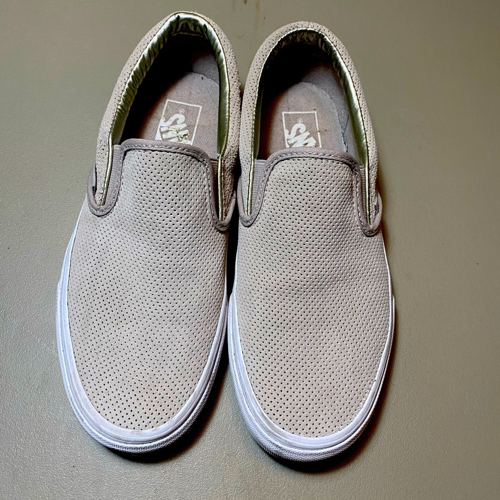 Vans Classic Slip-Ons Perforated Suede In Silver Cloud Women's